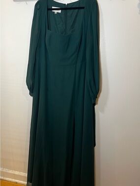 Azazie Pine Color Long Sleeve Bridesmaid Dress